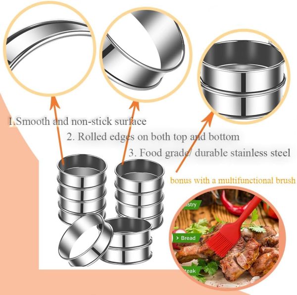 DATANYA English Muffin Rings Stainless Steel Baking Set-2