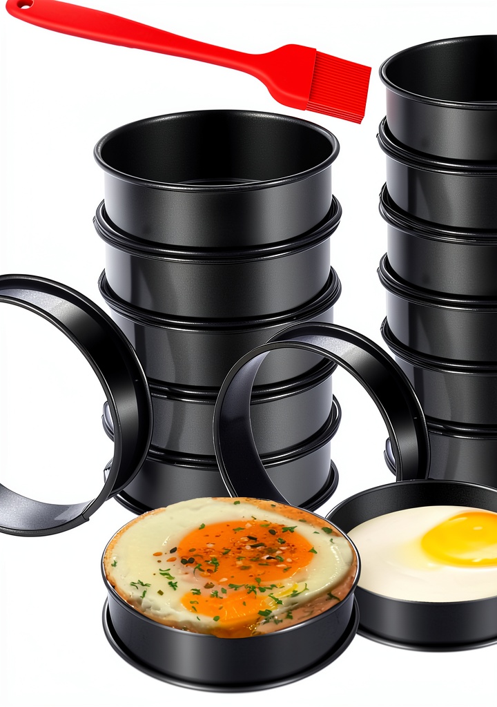 DATANYA English muffin rings set on a baking sheet with muffins
