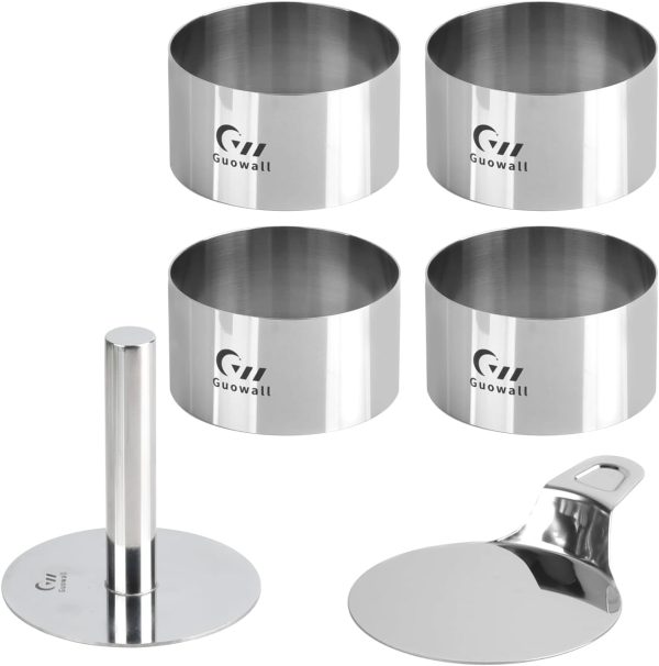 Guowall Stainless Steel Cake Ring Set 4 Inch 3 Inch Heart-6