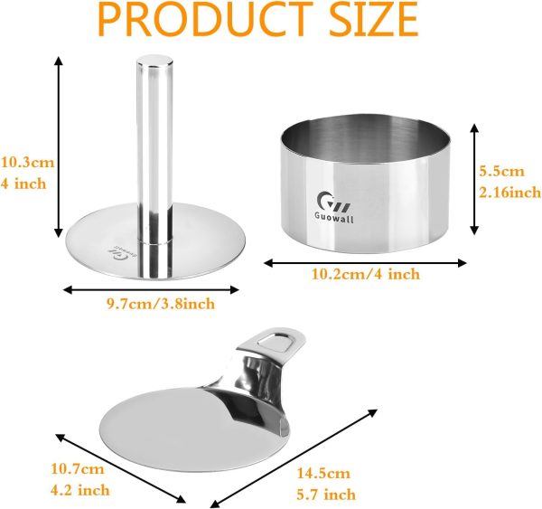 Guowall Stainless Steel Cake Ring Set 4 Inch 3 Inch Heart-4